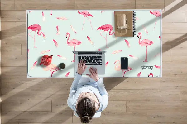 Mata ochronna na biurko Flamingi i pióra