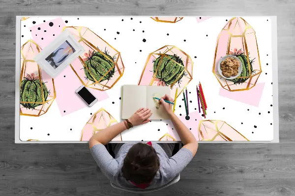 Podkładki na całe biurko Kaktusy geometryczne