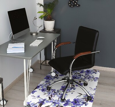 Mata pod krzesło do biura Niebieskie kwiaty