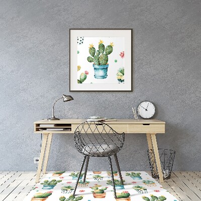 Podkładka pod krzesło obrotowe Malowany kaktus