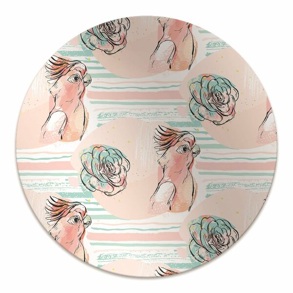 Mata pod fotel biurowy Różowe papugi