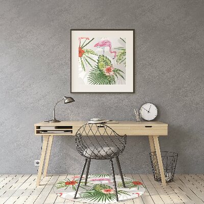 Mata pod krzesło do biura Flamingi i kwiaty