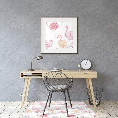 Mata pod krzesło do biura Flamingi i kwiaty