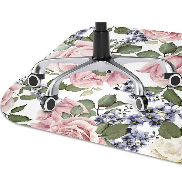 Mata pod fotel biurowy Róże Akwarela