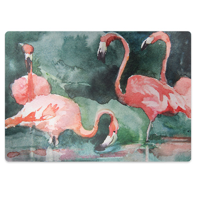 Mata pod krzesło do biura Malowane flamingi
