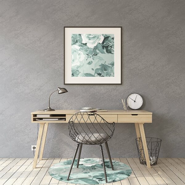 Mata pod krzesło do biura Kwiaty niebieskie