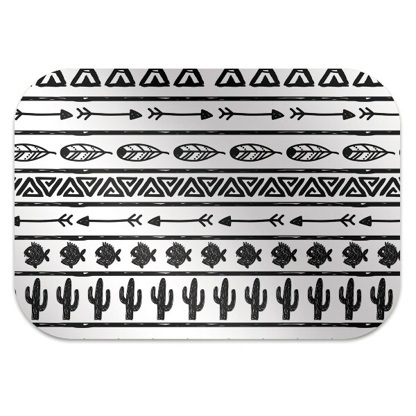 Mata pod krzesło do biura Boho czarno-biały