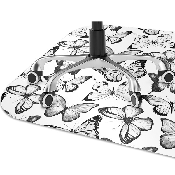 Mata na podłogę pod krzesło Motyl czarno-biały