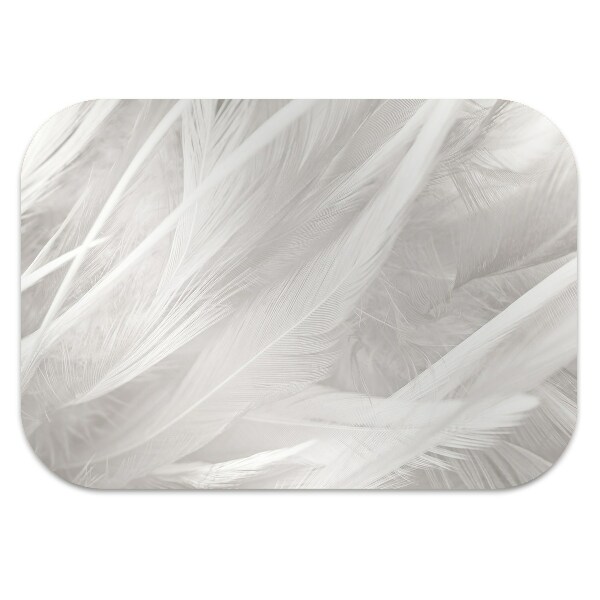 Mata na podłogę pod krzesło Piękne białe pióra