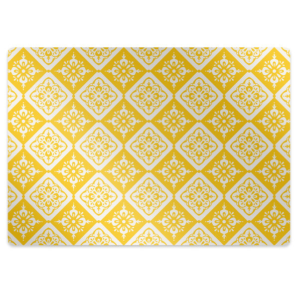 Mata pod fotel ochrona paneli Żółto biały wzór