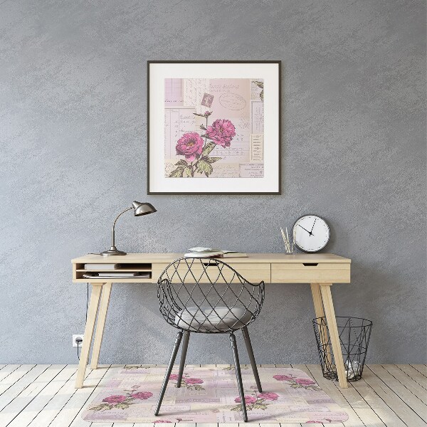 Podkładka pod krzesło obrotowe Papier i peonie