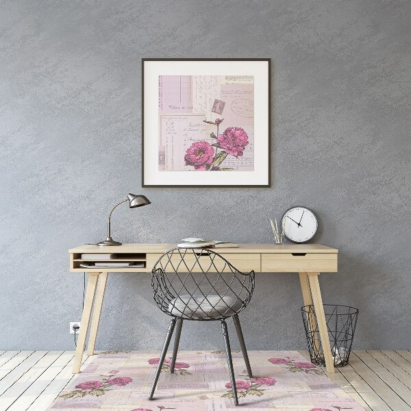 Podkładka pod krzesło obrotowe Papier i peonie
