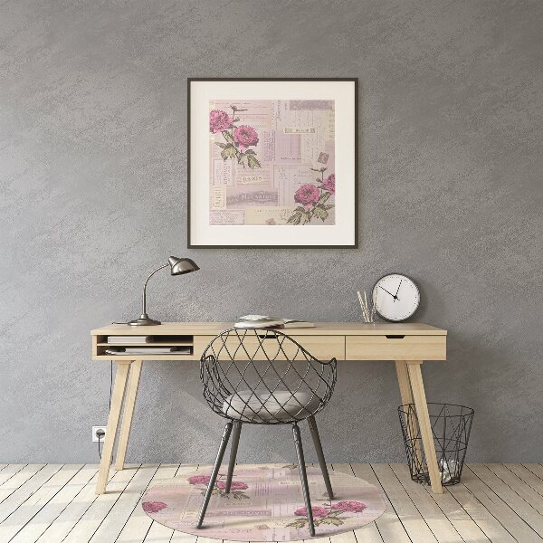 Podkładka pod krzesło obrotowe Papier i peonie